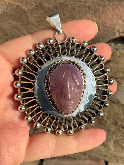 Vintage Mexican Sterling Silver Pendant Taxco Artisan Handcrafted Huge
