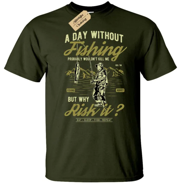 A Day Without Pesca T-Shirt Uomo Divertente Pescatore Regalo Fisher Top