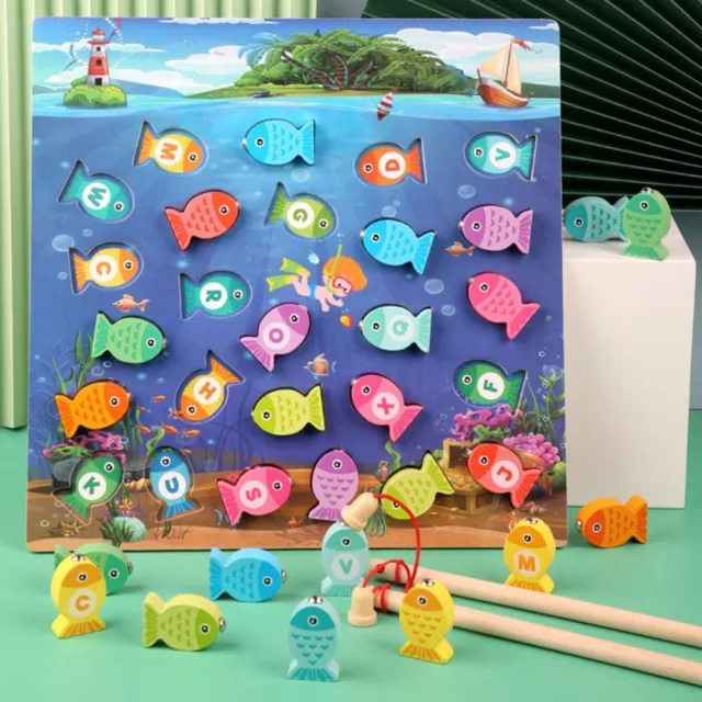 yoptote Puzzle Enfant en Bois 110 Pièces Jeux de Pêche + Tableau Magnetique Enfant  Jeu Montessori Educatif Jouet Enfant Fille Garcon 3 Ans 4 