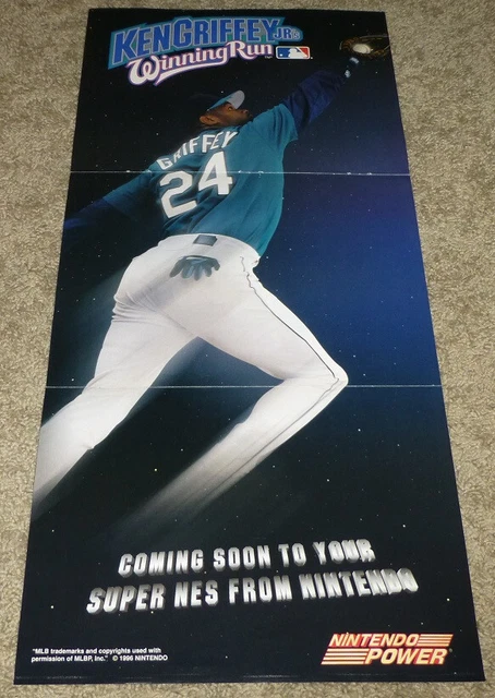 KEN GRIFFEY JR'S WINNING RUN POSTER - Super Nintendo SNES, Nintendo Power