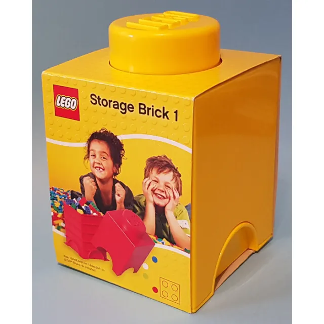 LEGO STORAGE BRICK YELLOW - 12.5cm x 12.5cm x 18cm - 1x1 BRICK STUD/KNOB NEW