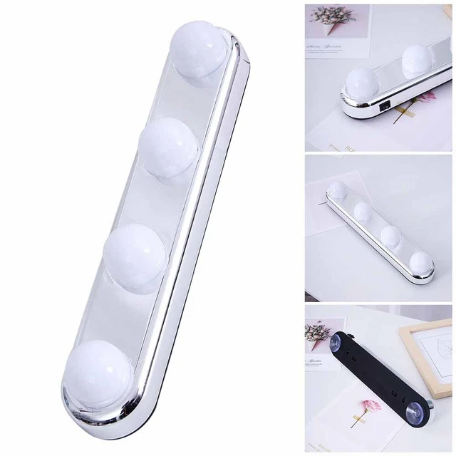 Luz de espejo universal LED 4 LED ABS conectado baño aseo blanco frío