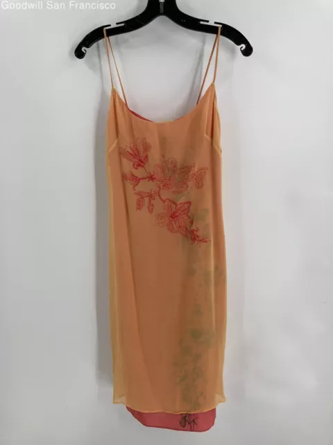 Laundry By Shelli Segal Womens Orange Pink Floral Spaghetti Strap Slip Dress 2