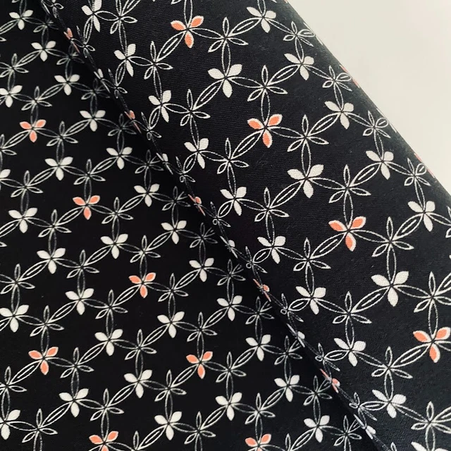 Black Leaf Wool UnUsed BOLT By the Yard Japanese Kimono Fabric BW28