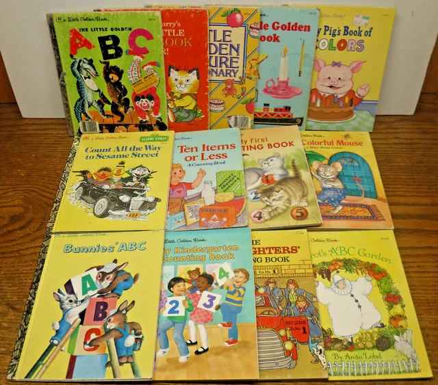 13 LITTLE GOLDEN Book lot Counting ABC's Words Colors Learning vintage ...
