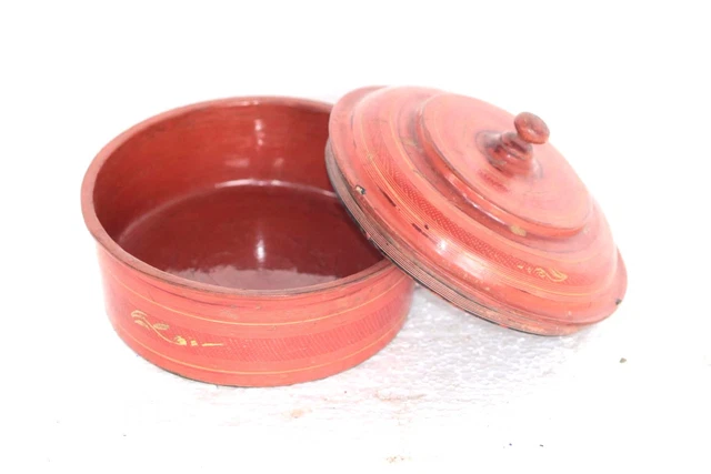Old Cane Box Vintage Lacquer Burmese Collectible Decorative N-57 6