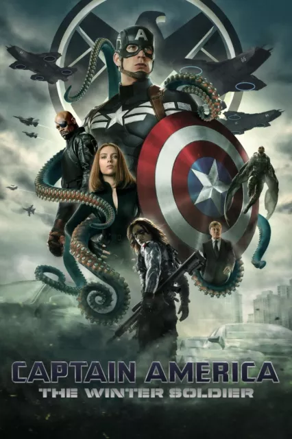 2014 Captain America The Winter Soldier Movie Poster 11X17 Black Widow Marvel 🍿