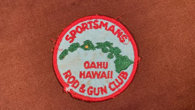 Vintage Sportsmans Oahu Hawaii Patch Hunting Fishing Rod Gun Outdoor Club