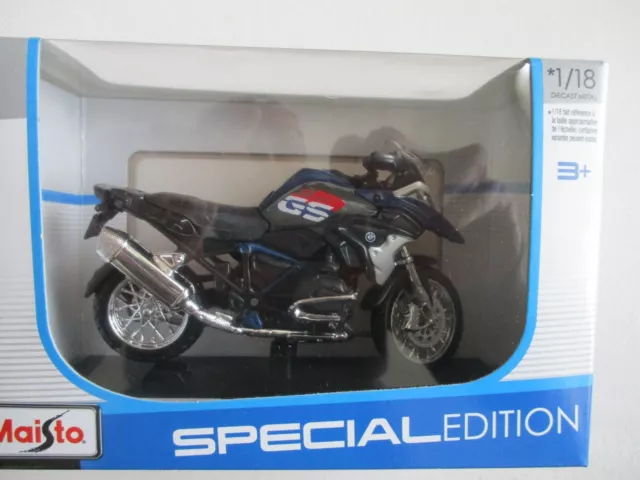 moto miniature 1/18 BMW R 1200 GS 2017 MAISTO bleu gris