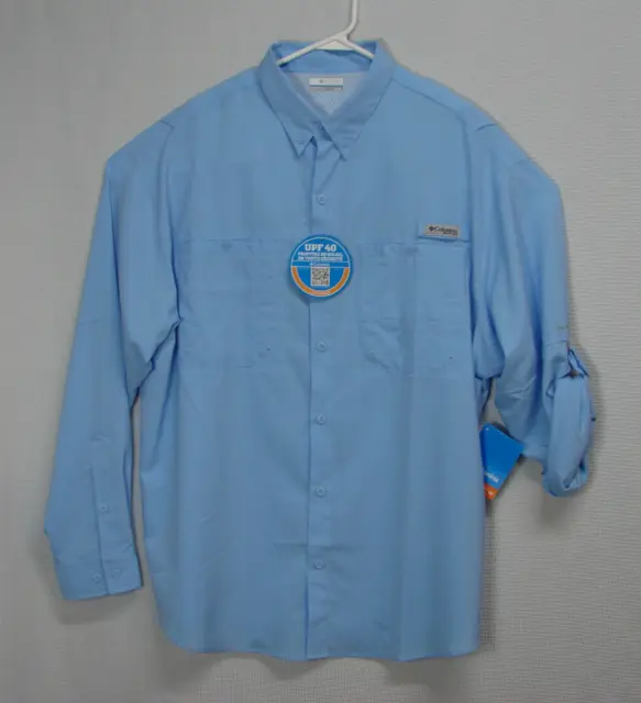 New Columbia PFG Blue Tamiami ll Vented Fishing Shirt Mens XL UPF 50 Omni Shade