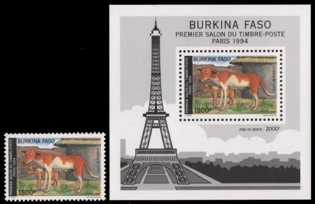 Burkina Faso 1994 - Mi-Nr. 1311 & Block 142 ** - MNH - Hunde / Dogs