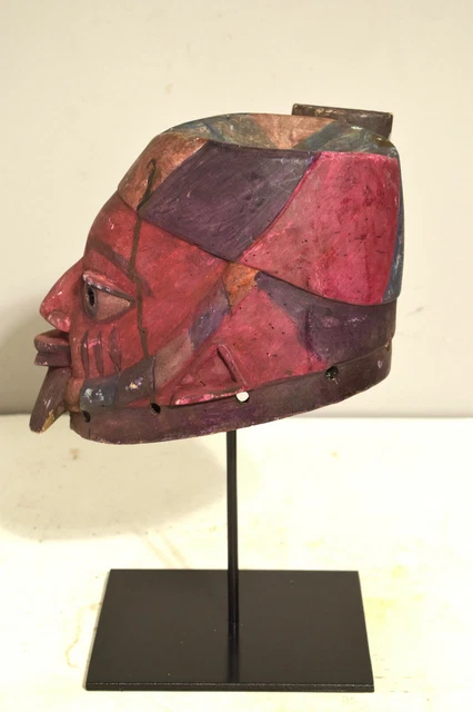 African Mask Yoruba Gelede Red Wood Painted Helmet Mask 2