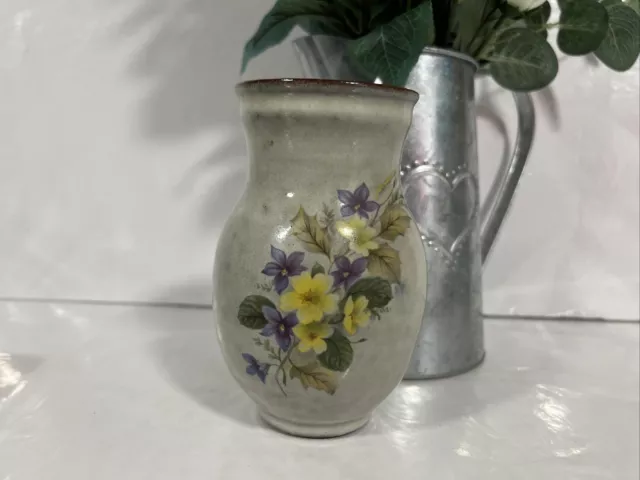 Vintage Small Creigiau Pottery Vase  -  Welsh Studio Pottery Floral Design