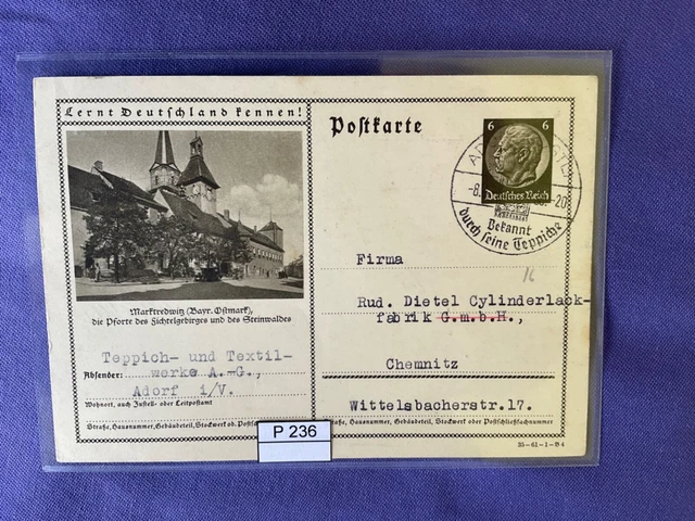 DR 1933-45, Ganzsache, P236, DV: 35-61-1-B5, So-Stempel Adorf
