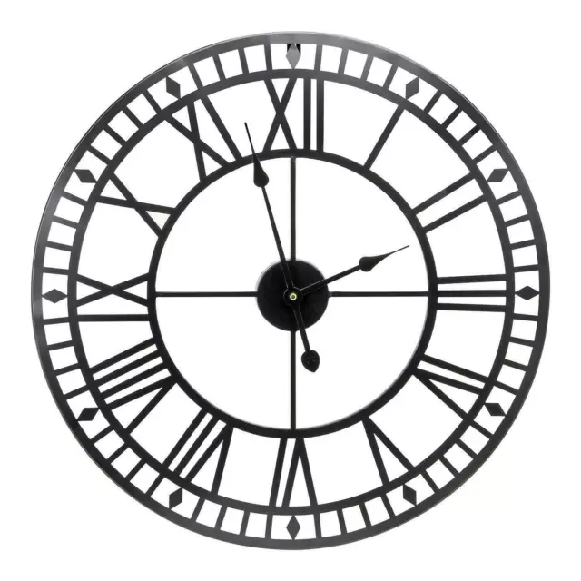 Large Outdoor Garden Wall Clock Big Roman Numerals Giant Open Face Metal 60 Cm