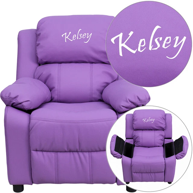 Flash Furniture Personalized Deluxe Padded Lavender Vinyl Kids Recliner with