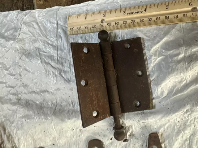 7 piece VTG Metal Barn Door T-Strap Hinges & more Rustic Primitive WI Barn Farm 5