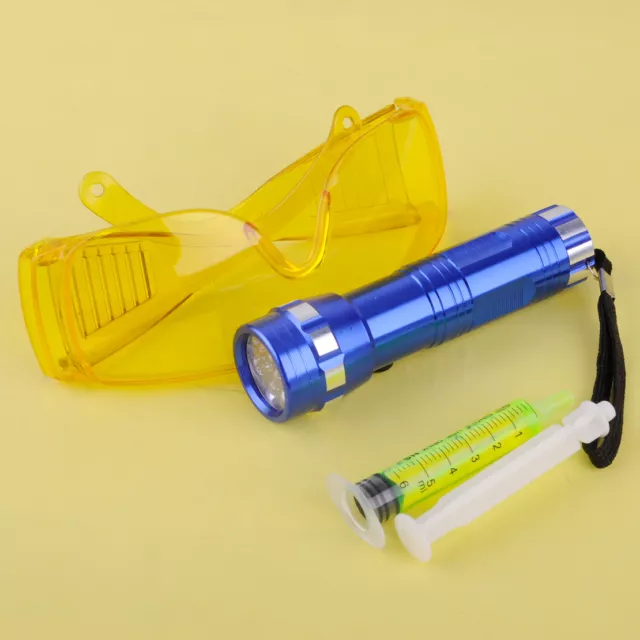 LED Flash Light & Glasses UV Dye Oil Kit for Air Condition A/C UV Leak Detection