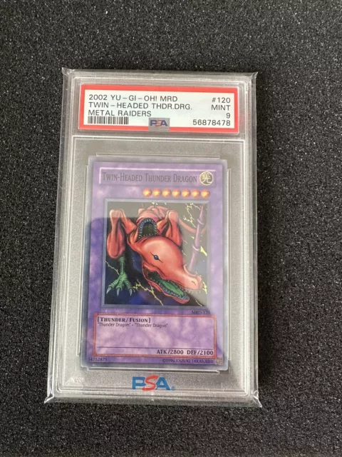 Yu-gi-oh Psa 9 Twin-Headed Thunder Dragon #120 Metal Raiders Super Rare Carte