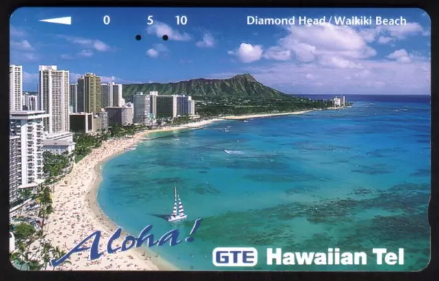 10u Diamond Head And Waikiki Beach - 'Aloha' USED (2 Holes) Phone Card