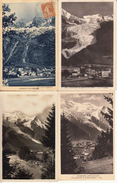 Lot de 4 cartes postales anciennes old postcards CHAMONIX ville 3