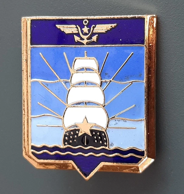 Insigne Marine Nationale École Navale, 3 Voiles émail ORIGINAL, France, Années 1919-1930