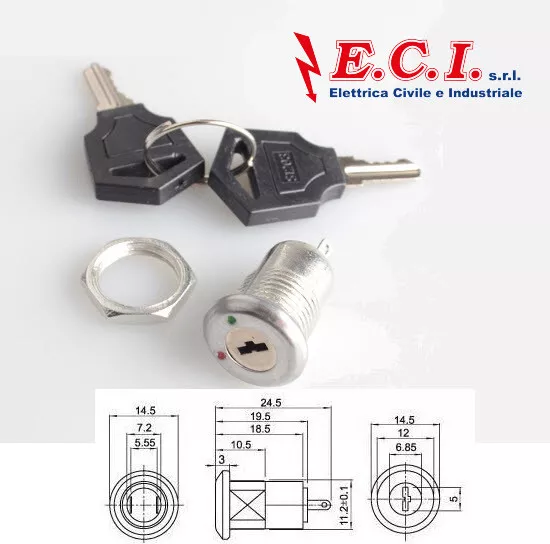 On-Off Key Switch Recessed Panel