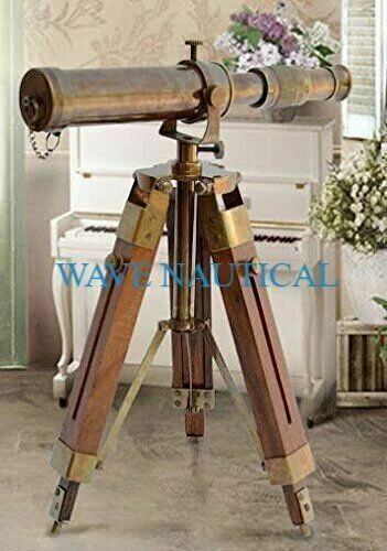 Telescopio de latón de catalejo marino náutico de 10 pulgadas en soporte de...