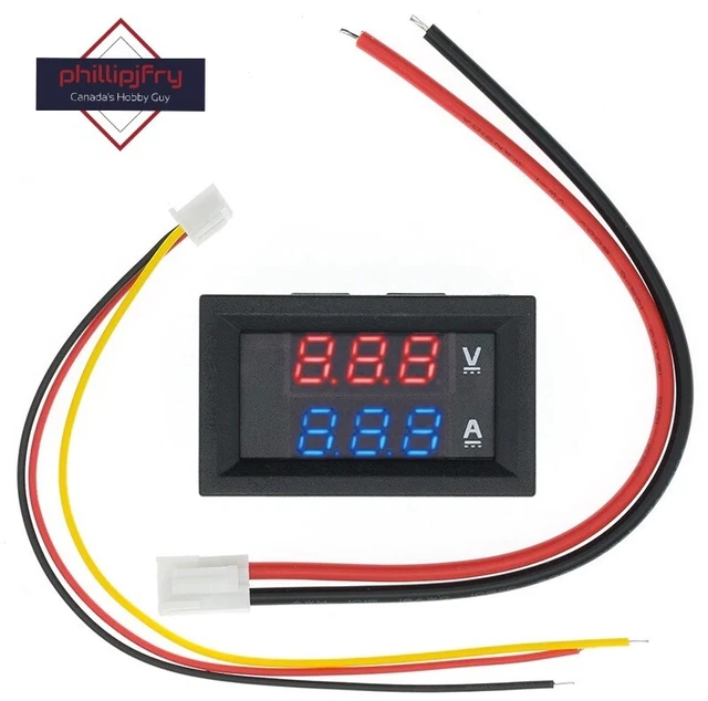 5PCS Digital Voltmeter Ammeter - DC 0-100V 10A, 0.28" Dual LED Display (Red & Blue) For 12V/24V Systems