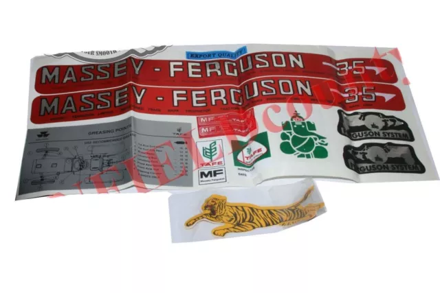 Neuf Capot Décalque Emblème Autocollant Kit Set pour Massey Ferguson 35 Tracteur