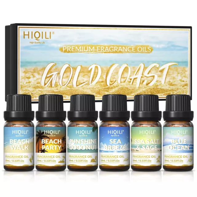 HIQILI Gold Coast Fragrance Oil Set 6/10ml Essential Oils Soap Bath Body Recipe