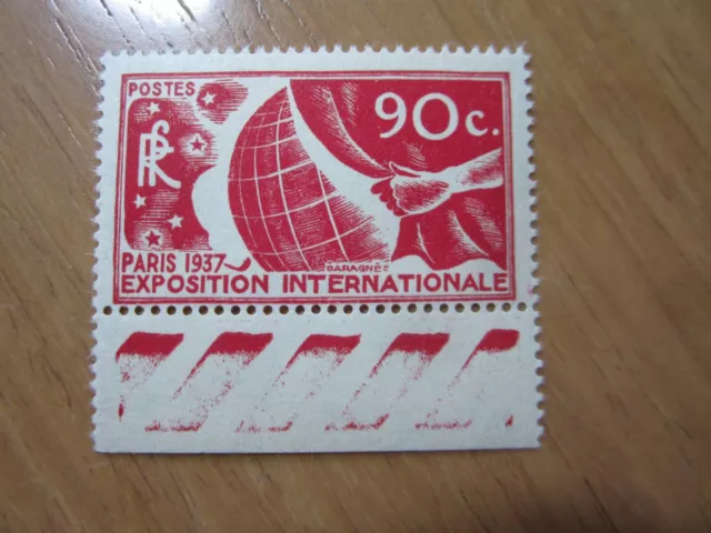 Beau Timbre De France N° 326 + Bdf Exposition Paris 1937  Neuf Sans Charniere