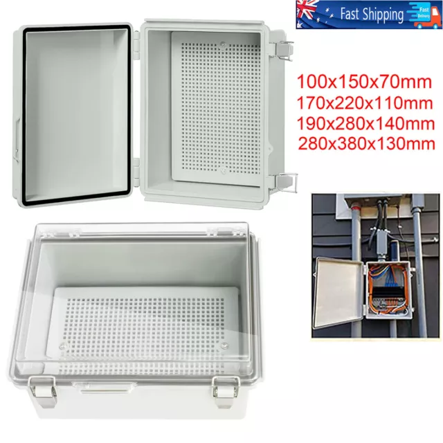 Outdoor Electrical Box Weatherproof Hinged Cover Project Junction Wire Case Lock