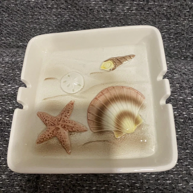 Retro 70's 80's Ashtray Ceramic  Otigari Style Sea Shell Vintage Mint