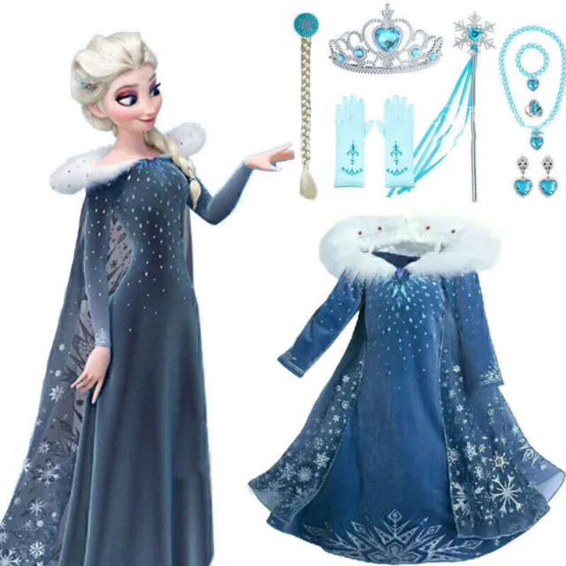 Mädchen Prinzessin Anna Elsa Kostüm Cosplay Party Outfit Kinder Kleid Karnevalt 2