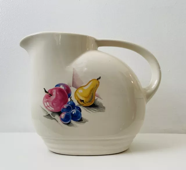 Vintage Knowles Utility Ware Pitcher Jug w Ice Lip 1940's Fruit Design USA