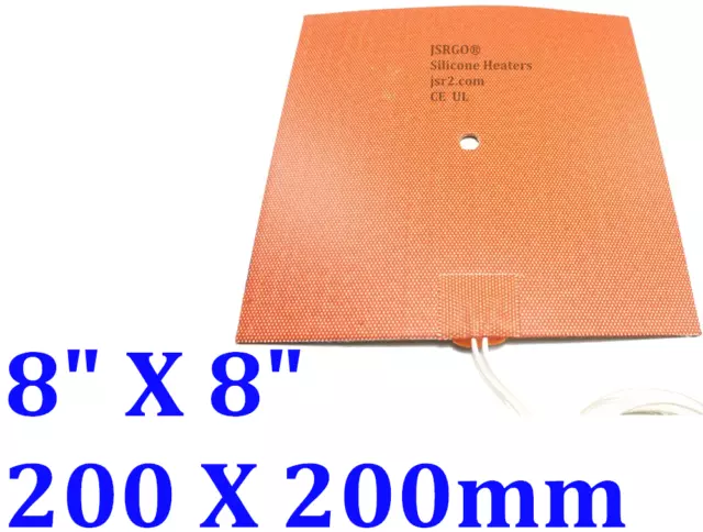 8" X 8" 200 X 200mm 200W w/ 3M w/ 10mm Hole 3D Printer Heated Bed CE Pad Heater