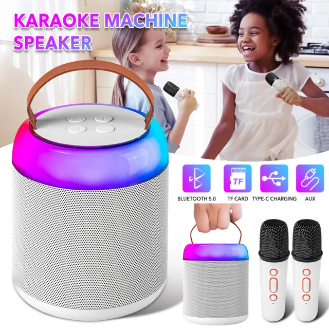 Tragbarer Bluetooth Lautsprecher Musikbox Boombox Karaoke Party mit 2 Mikrofon