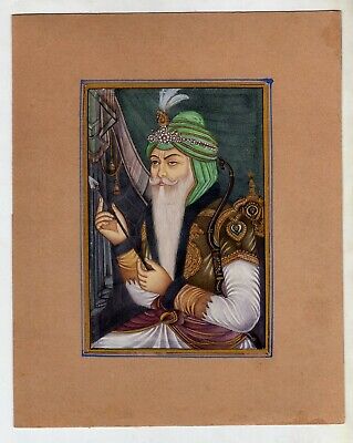 Miniature Portrait Of Sikh Maharaja Ranjit Singh 1st Maharaja Sikh Art Painting