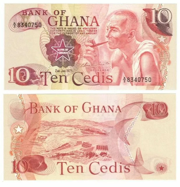 1978 Ghana 10 Cedis P16f Banknote UNC