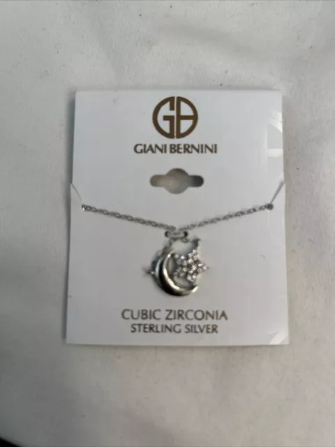 Giani Bernini Sterling Silver CZ Moon And Stars Necklace adjustable $65.00