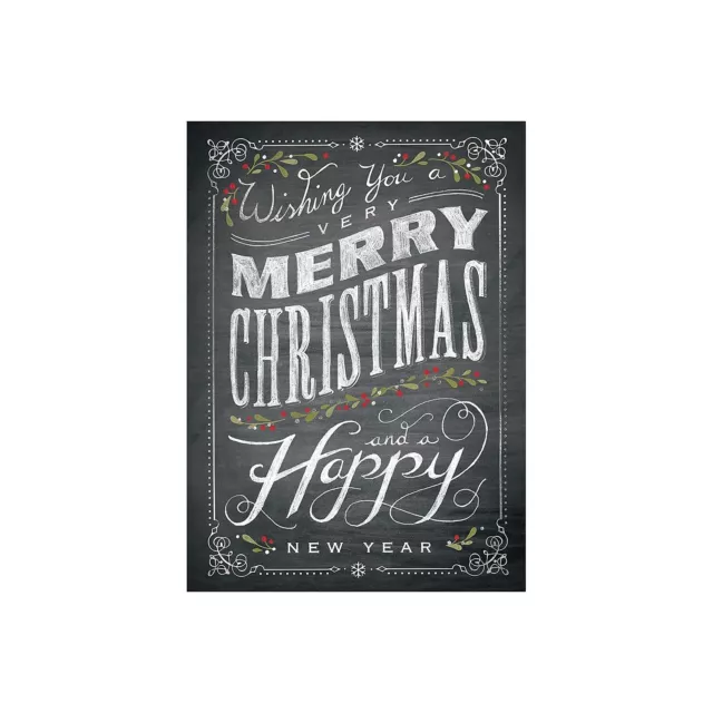 JAM Paper Blank Christmas Cards Set Chalkboard Merry Christmas 25/Pack