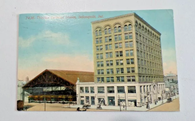 Traction Terminal Train Station Indianapolis IN 1913 Postcard FW Woolworth 6615