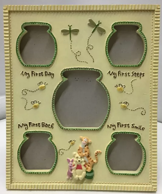 Disney Baby Winnie The Pooh My Fist Day, Steps, Bath, Smile Picture Photo Frame