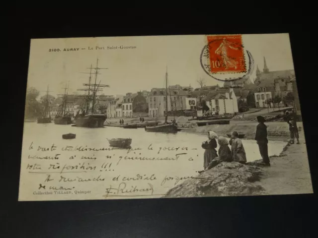 AURAY (Morbihan) - LE PORT SAINT-GOUSTAN - 1907 - CARTE POSTALE ANCIENNE