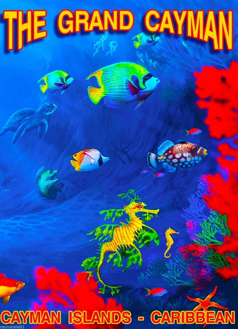 94767 The Grand Cayman Islands Caribbean Island Reef Wall Print Poster Affiche