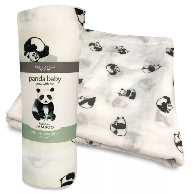 Bamboo Muslin Swaddle - Nursing Cover - Extra Large - Silky Soft (Panda Baby)