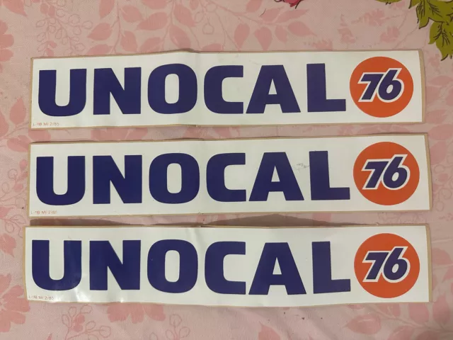 Lot Of 3 NOS Vintage Unocal gas station dealer Union 76 Racing Bumper Stickers