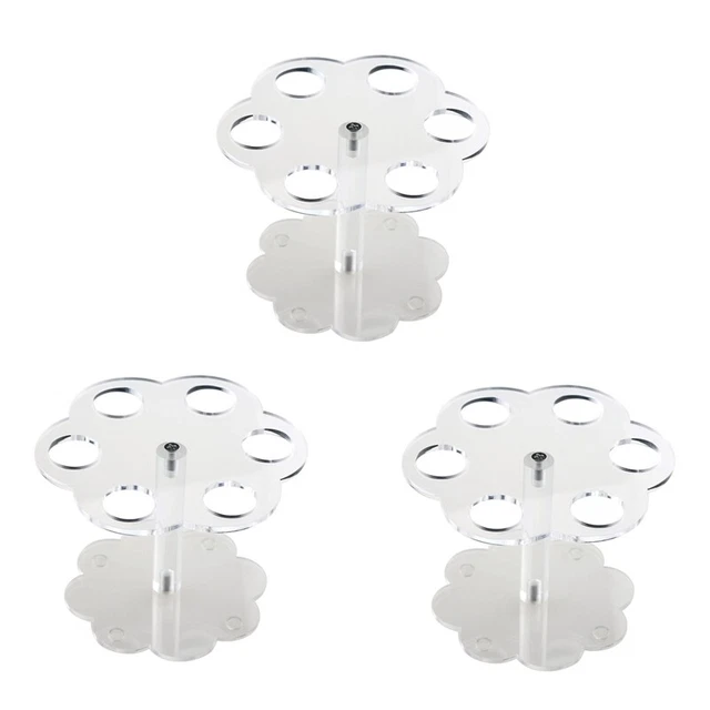 3Pcs 6 Holes Acrylic Ice Cream Cone Stand Holder Transparent E2I5