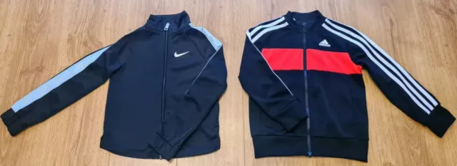 X2 Boys Age 5 Nike And Adidas Zip Up Black Sports Tops